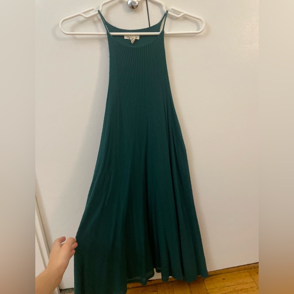 Silence + Noise Deep Green Ribbed dress
